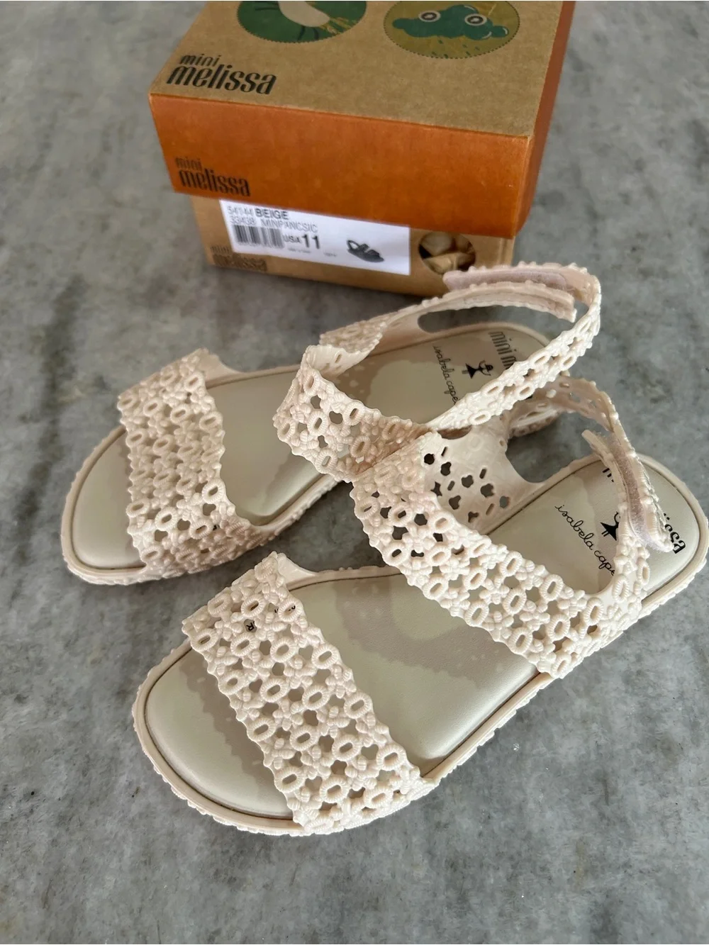 Mini Melissa Little Girls Beige Panc + Isabela Capeto Sandals Size 11